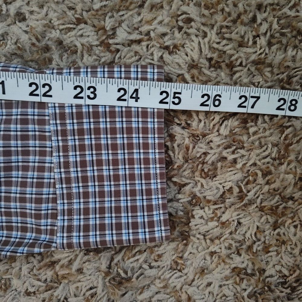 Polo Ralph Lauren Men Sz L Brown Plaid Stretch Long Sleeve Button Up Cotton - Picture 10 of 11